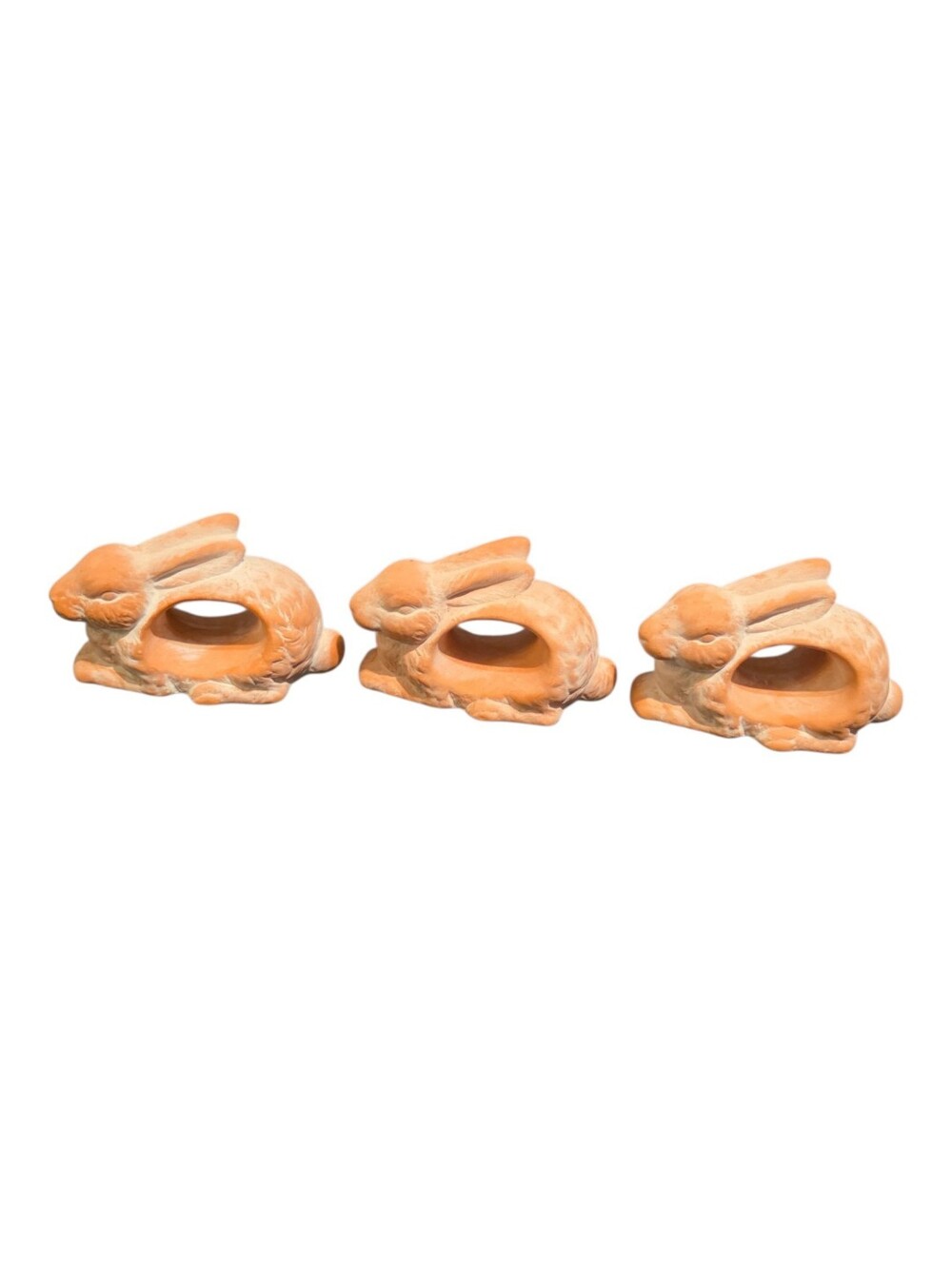 Set of 3 Spring Easter Bunny Rabbit Napkin Rings Rustic Whitewash Country